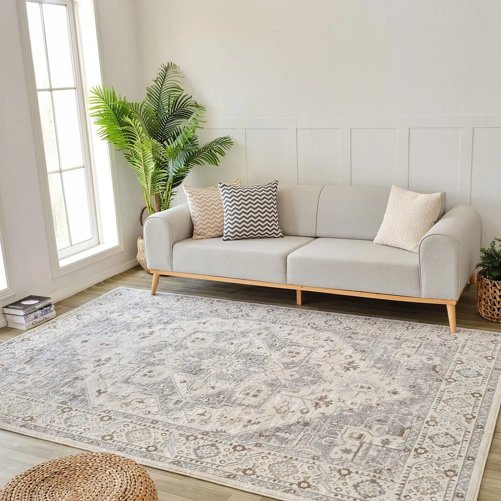 Tapis d'interieur persan Rug Branch Nomad, gris beige, oriental - Salon, chambre, salle à manger et cuisine