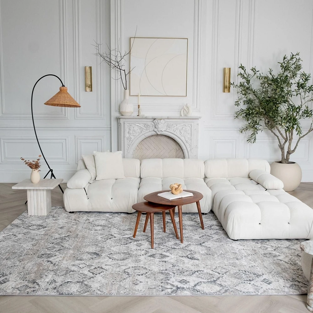 Tapis d'interieur Rug Branch Atlas Fractal, beige gris, moderne - Salon, chambre, salle a manger et cuisine<br>