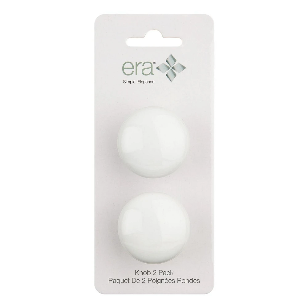 Era Céramique Paquet de 2 Bouton Blanc 1.18 x 1.18 x 1.14 po.