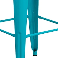 Tabouret de bar de qualité commerciale, de 30 po sans dossier en bleu-sarcelle cristal pour l'intérieur et l'extérieur - 4 pièces