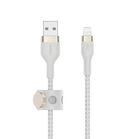 Belkin BoostCharge Pro Flex Braided USB A to Lightning Cable 2M/6.6FT - MFi Certified 20W Power Delivery iPhone Charger Cord - Apple Charger USB A Cable - Fast Charging - iPhone 14, iPhone 13 - White