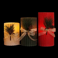Hometrends Ensemble de bougies DEL cannelées avec feuillage