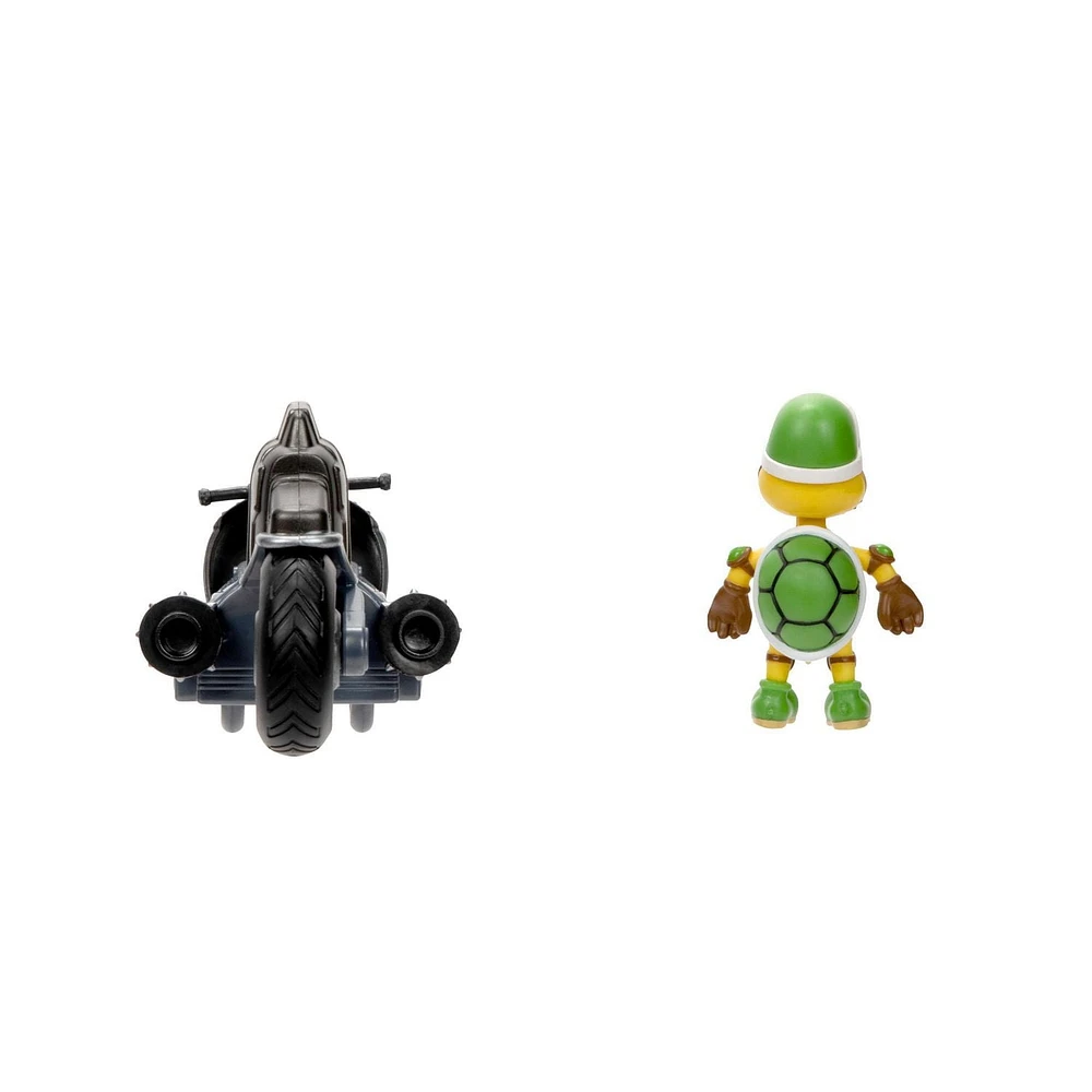 Super Mario Bros Le Film – Figurine 2,5" avec Voiture de course à tirer vers l'arrière - Koopa Troopa
