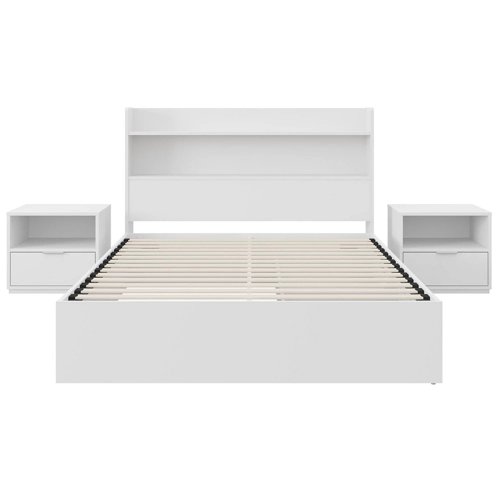 Nexera Hunter Platform Bed With Headboard And 2 Nightstands