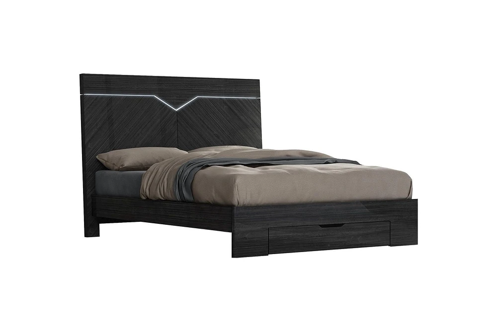 Tête de lit Queen Size K-Living Stark avec finition grise Angley et lumières LED Accent