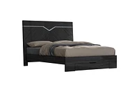 Tête de lit Queen Size K-Living Stark avec finition grise Angley et lumières LED Accent