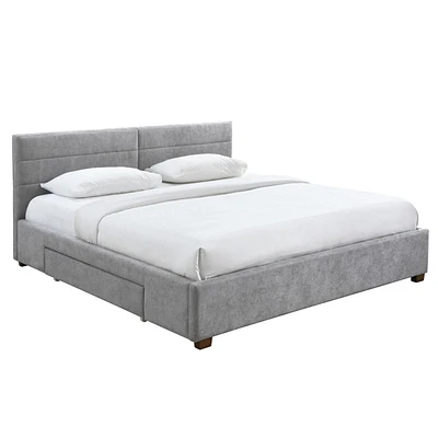 Lit Plateforme di rangement, 78 po, Gris clair