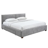 Lit Plateforme di rangement, 78 po, Gris clair