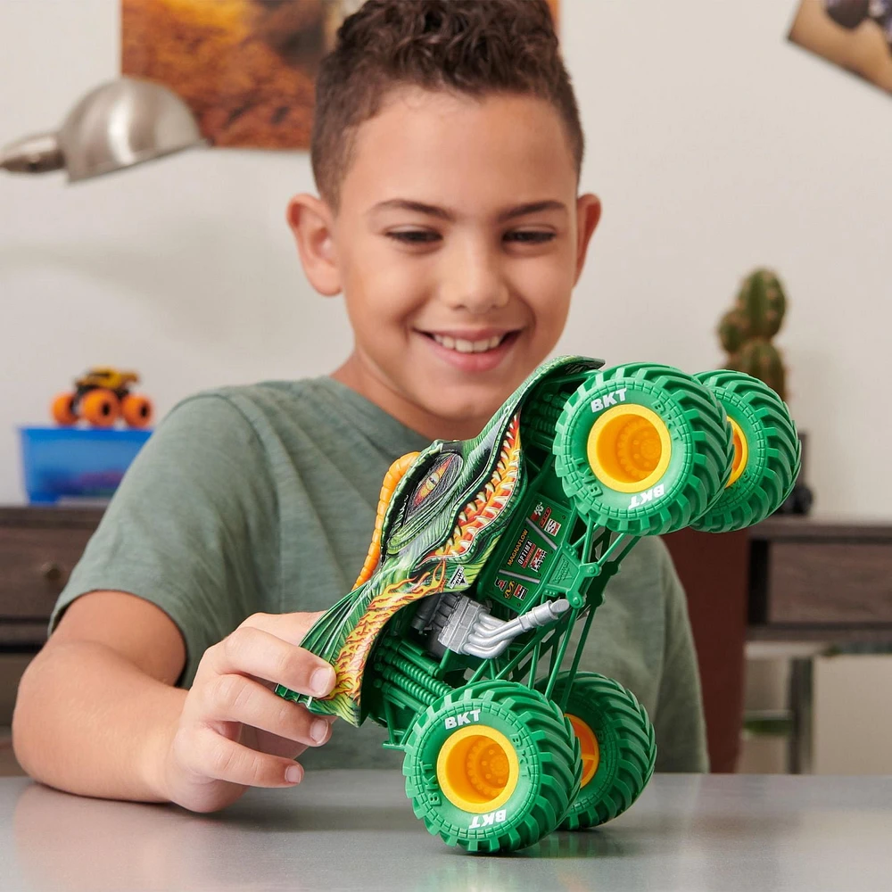 Monster Jam, Monster truck Dragon officiel, véhicule en métal moulé à collectionner, échelle 1:24, Jouets pour garçons à partir de 3 ans