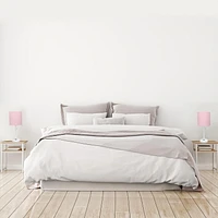 LimeLights White Stick Lamp with Charging Outlet and Fabric Shade 2 Pack Set