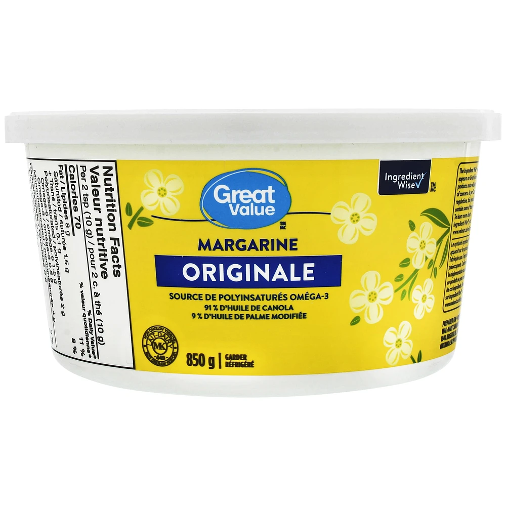 Great Value Original Margarine, 850 g