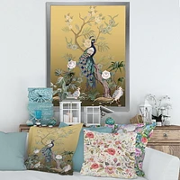 Designart Chinoiserie With Birds and Peonies VI Framed Wall Art