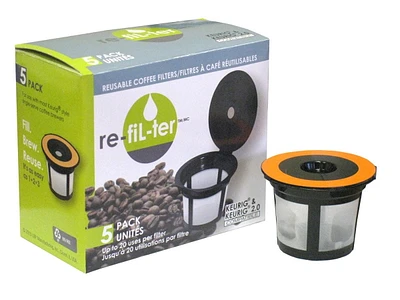 re-fiL-ter Reuseable Coffee Filters, 5 Pack, Reusable single serve filter