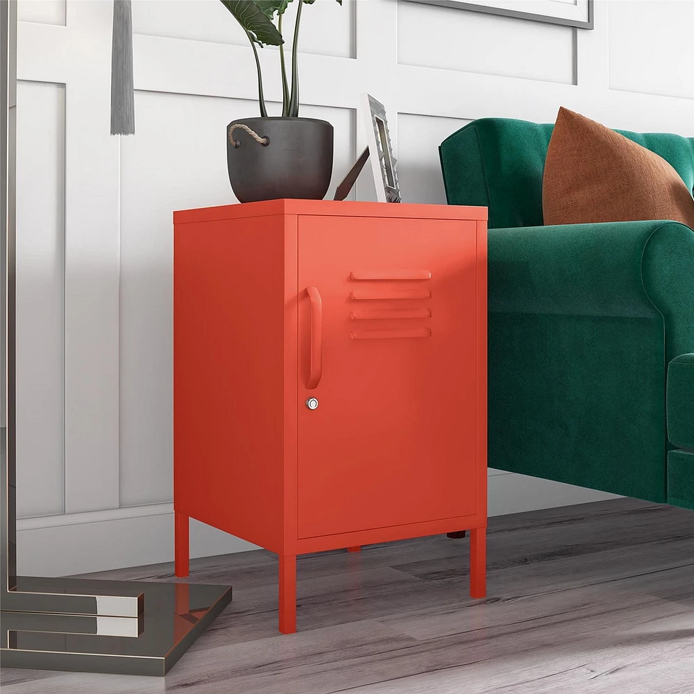 Novogratz Cache Metal Locker Style Living Room End Table, Yellow