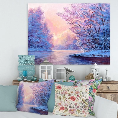 Designart Paysage d'hiver avec la rivièreOriginal Art mural sur toile