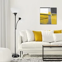 Lampe torchère sur pied en métal de collection Delilah par Globe Electric de 72 po + lumière de lecture ajustable en blanc mat