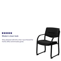 Chaise de réception exécutive auxiliaire en cuir noir avec base traîneau