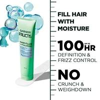 Garnier Fructis Hair Fillers + Acide Hyaluronique Gel-Crème Réparateur Hydratant, pour Cheveux Bouclés & Ondulés, retient l'humidité & donne jusqu'à 100 heures de Contrôle des Frisottis, 150ml Hydrate les cheveux bouclés