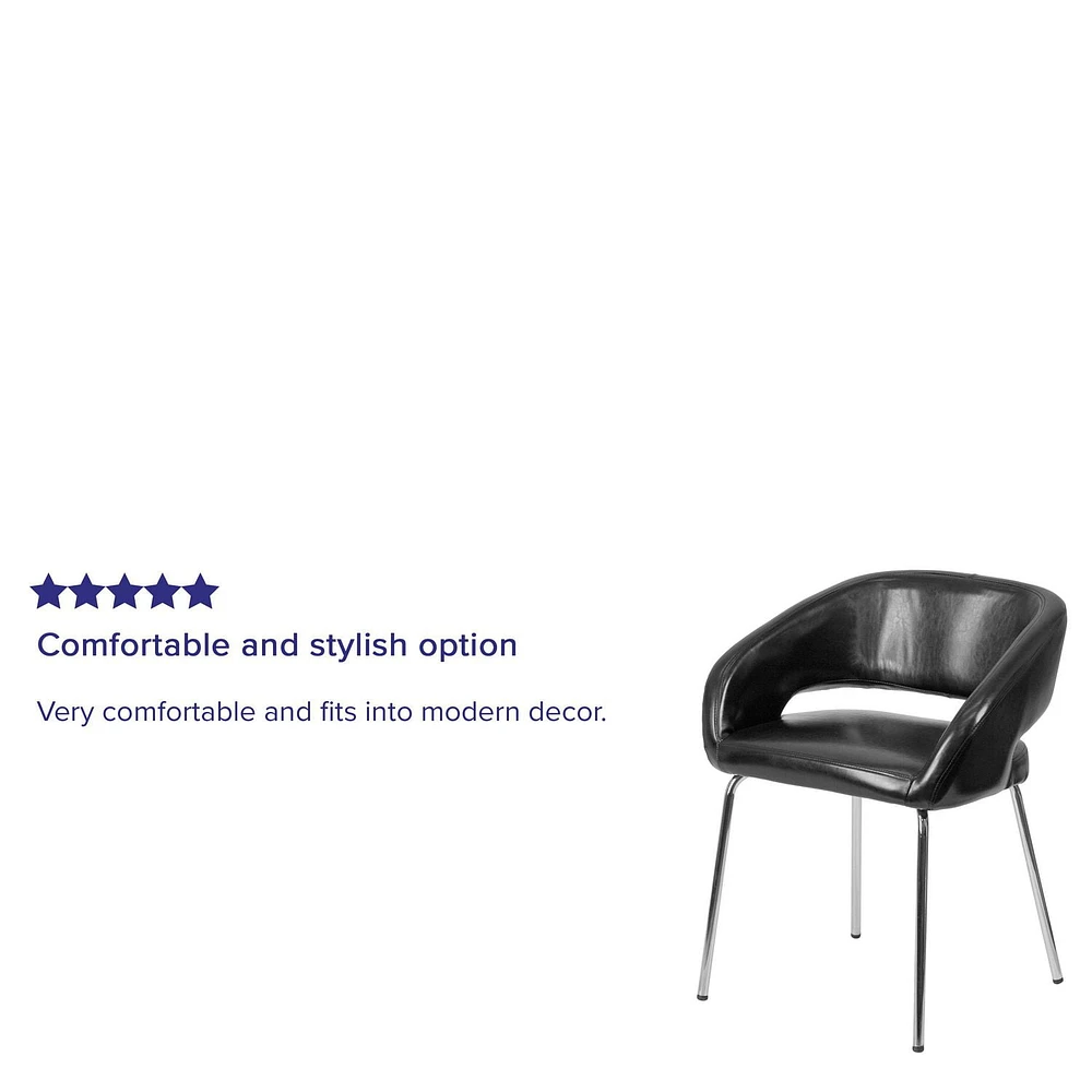 Fusion Series Contemporary Black Leather Side Reception Chair