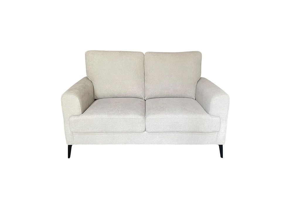 Canapé 2 places en velours flocon de neige Rhea de K-Living de couleur beige