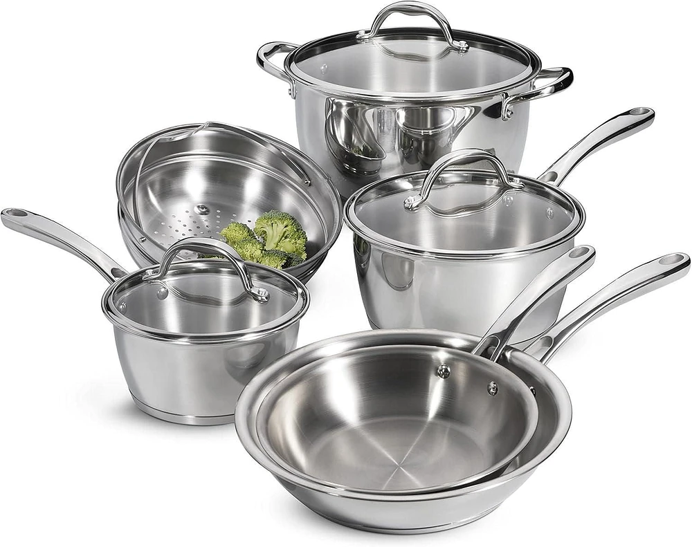 Tramontina 80154/567DS Tri-Ply Base Stainless Steel Cookware Set, Induction Clear, 9-Piece