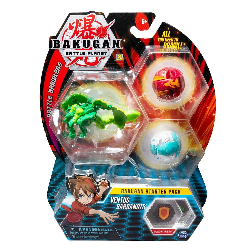 Bakugan, Starter Pack 3 personnages, Ventus Garganoid, Créatures transformables à collectionner, à partir de 6 ans