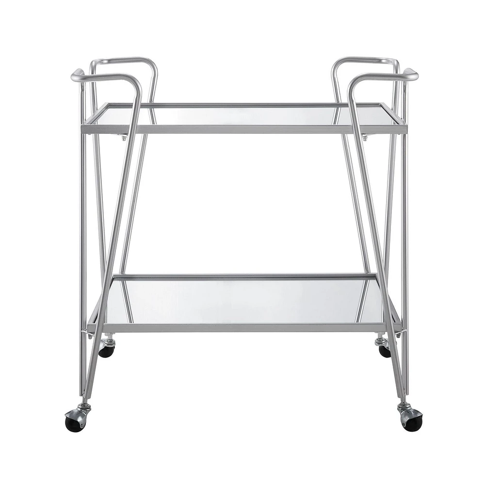 Putnam Silver Mid-Century Bar Cart