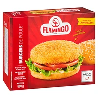 Chicken Breast Burgers Breaded and fully cooked, Flamingo, Chicken Breast Burgers Breaded and fully cooked,  680 g 11g meat protein