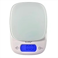 AccuChef Digital Kitchen Scale with Tempered Glass Platform, White, Model 2315, 11lb (5kg) Capacity