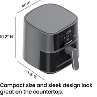 Chefman TurboFry Touch 4L (4-Qt) Easy-View Air Fryer w/ 4 Cooking Presets and 235°C (450°F) Hi-Fry Button - Grey, New