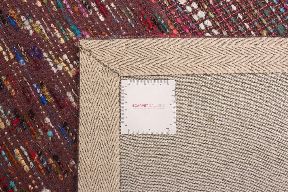 ECARPETGALLERY 5'2" x 7'2" Contemporary Collage Handmade Area Rug for Living Room, Dining Room and Bedroom in Red
