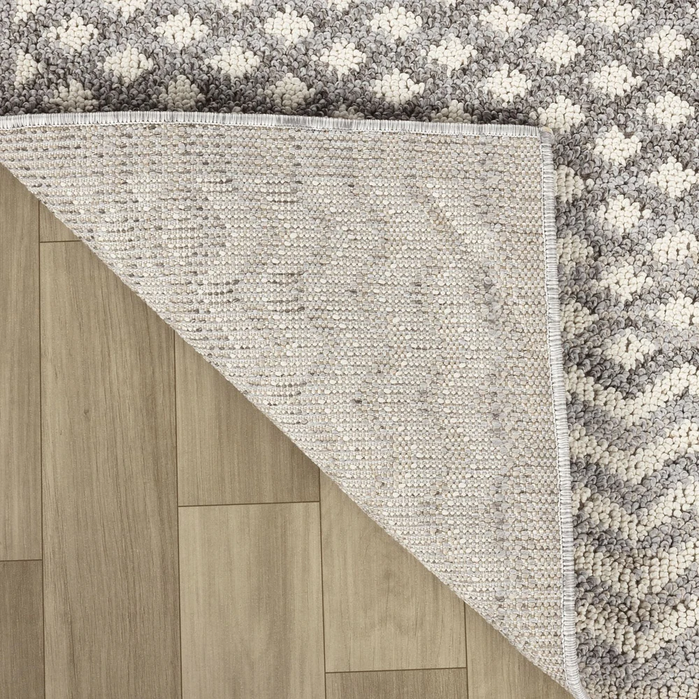 Rug Branch Jules Moroccan Indoor Area Rug, Grey Beige, Geometric - Living Room, Bedroom, Dining Room, and Kitchen