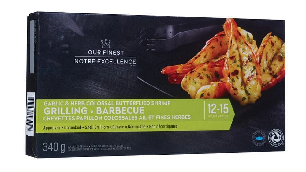 Crevettes colossales en papillon Notre Excellence à l’ail et aux fines herbes 340g