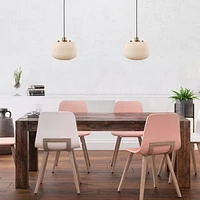 Luminaire suspendu à 1 ampoule Lily de Novogratz x Globe, laiton mat, abat-jour en verre givré nervuré