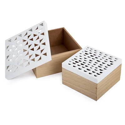 Truu Design, Ensemble de boites de rangement en bois découpé 'Malmo', Beige