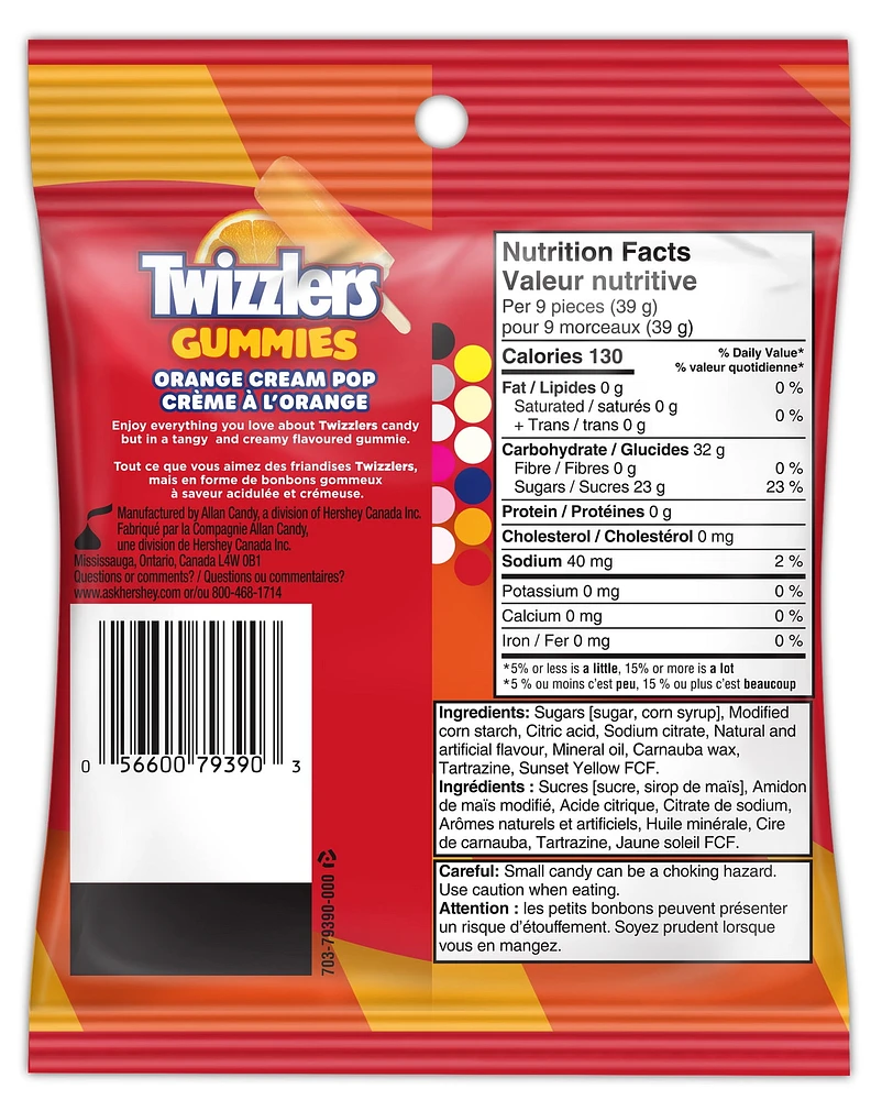 Twizzlers Gummies Orange Cream  Pop, Gummy Candy, 170g