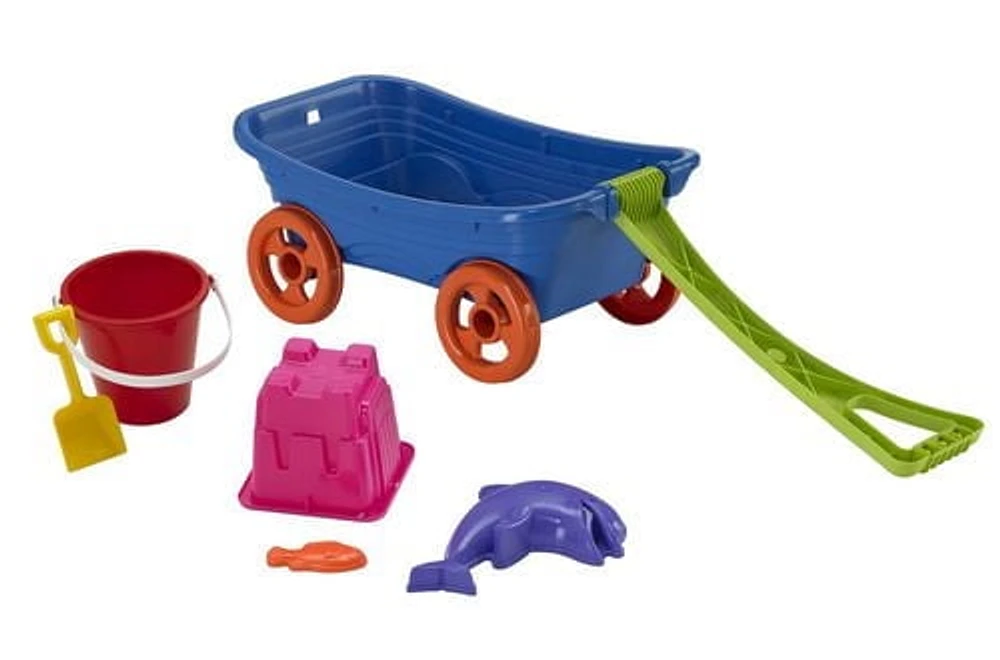 Chariot de plage avec jouets de sable