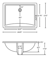 18.25-in. W Rectangle Bathroom Undermount Sink Set In Biscuit - Chrome Hardware - Overflow Drain Incl. AI-20589