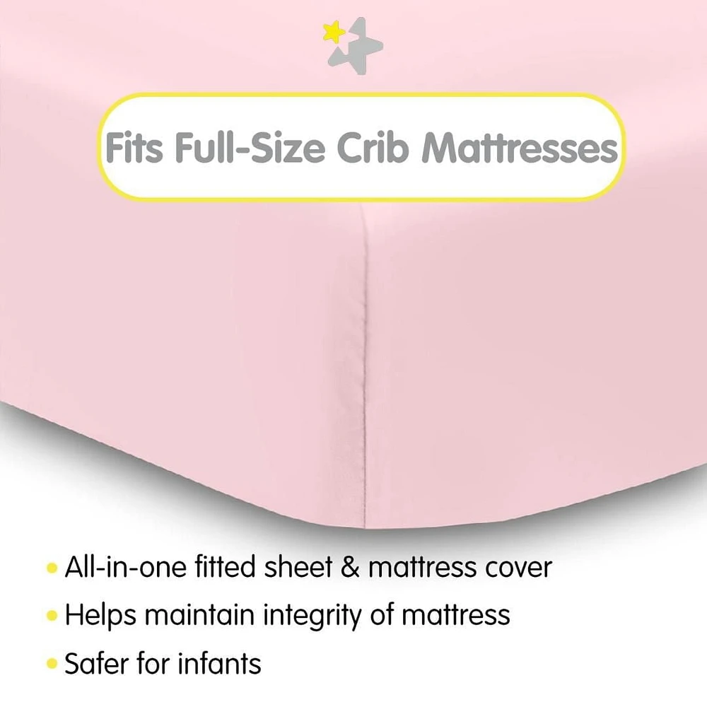 BreathableBaby All-in-One Fitted Sheet & Waterproof Cover, For 52" x 28"/132 x 71 cm Crib Mattress (2-Pack)