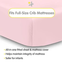 BreathableBaby All-in-One Fitted Sheet & Waterproof Cover, For 52" x 28"/132 x 71 cm Crib Mattress (2-Pack)