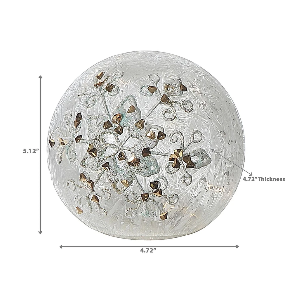 Orbe En Verre Flocon De Neige À Paillettes Givrées
