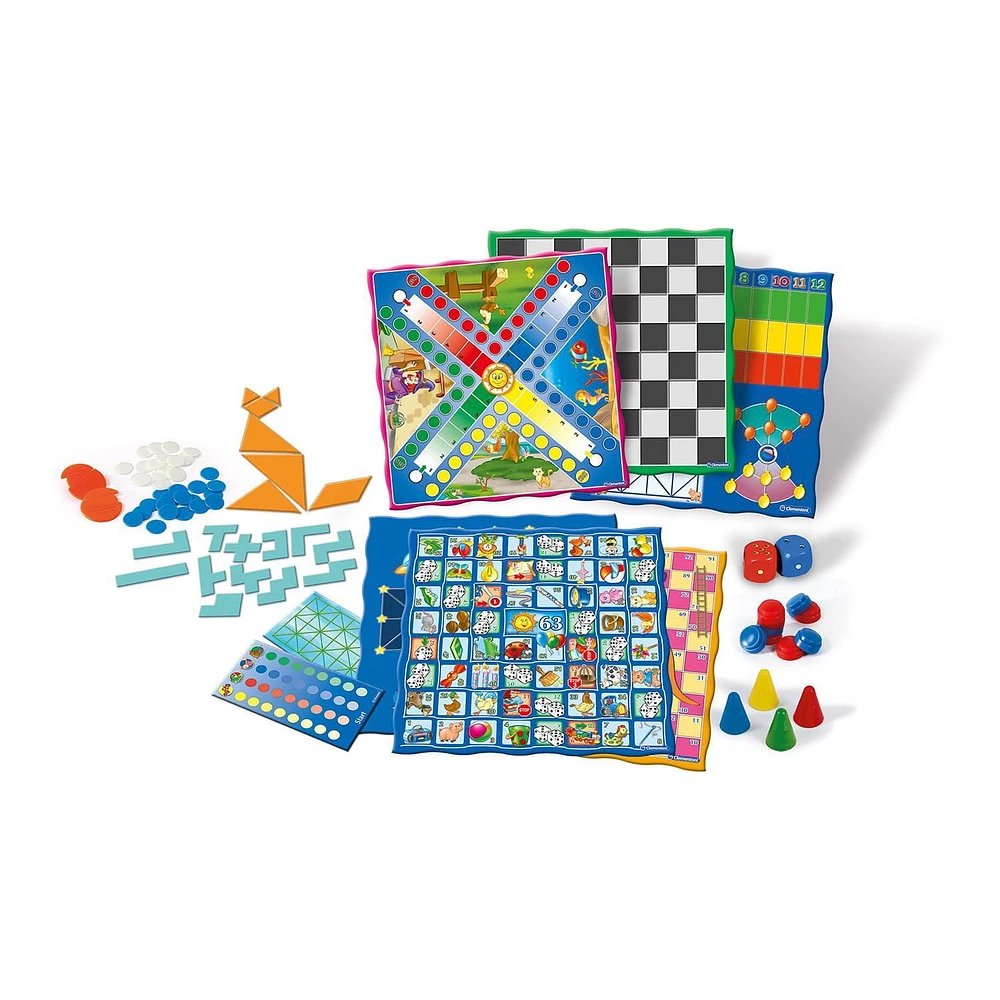 Clementoni - 50 Jeux Classiques - Collection de Jeux Traditionnels Pour Toute la Famille - Avec Plateaux et Dés - À partir de 4 Ans - 2 à 8 Joueurs - En Français