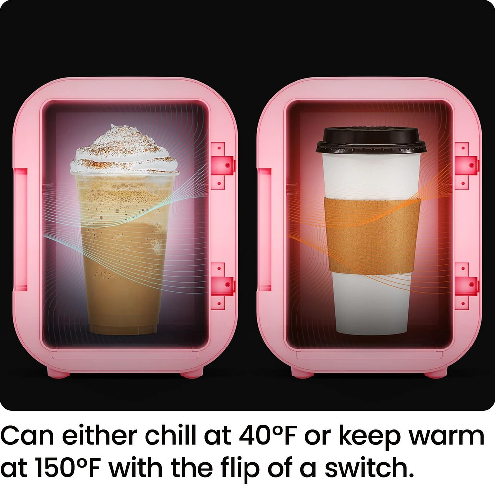 Mini-réfrigérateur portable ICEMAN avec 6 canettes de 355 ml (12 oz), refroidit et chauffe, prise pour voiture incluse - Rose, Nouveau