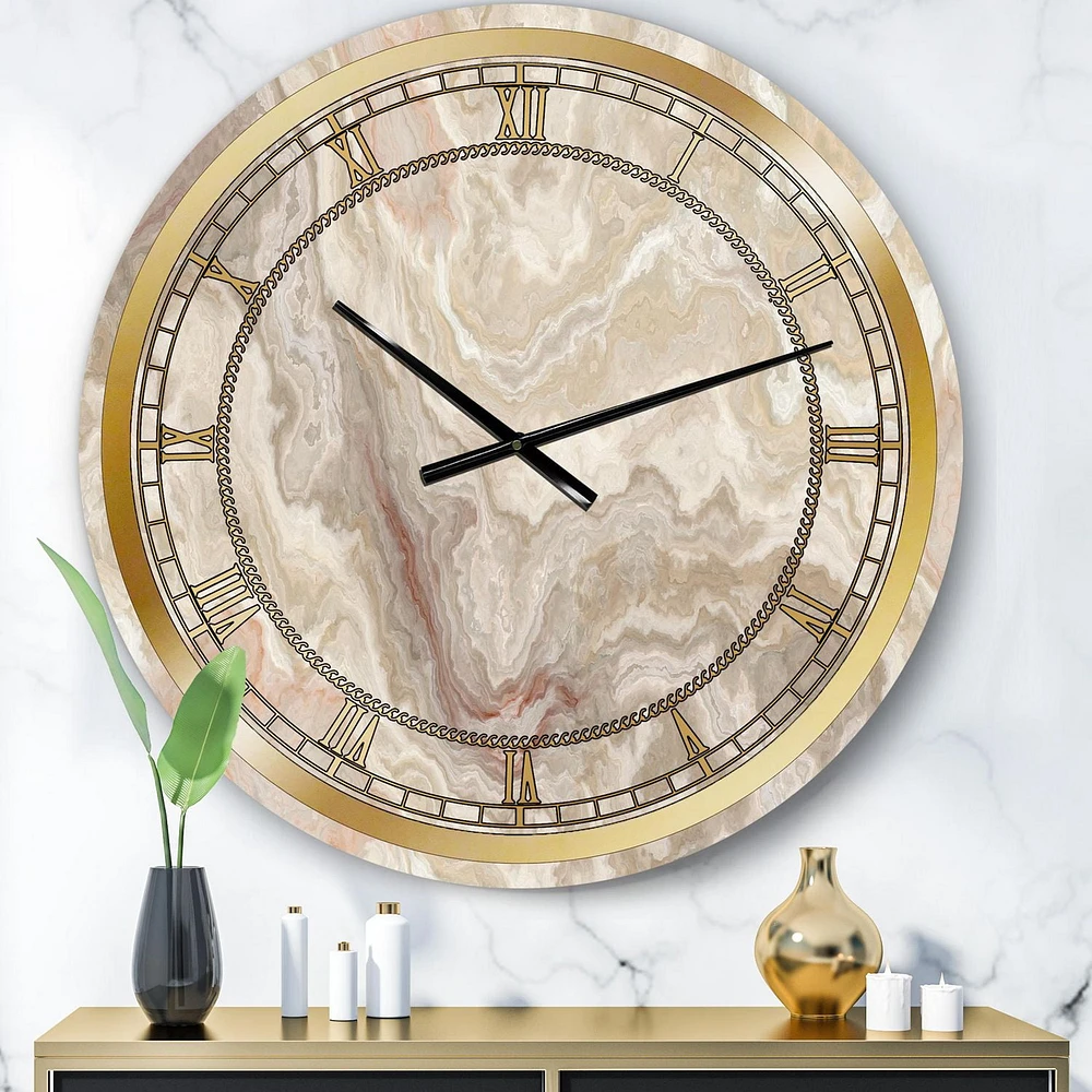 Designart Onyx Blanc Marbre Blanc Naturel horloge murale