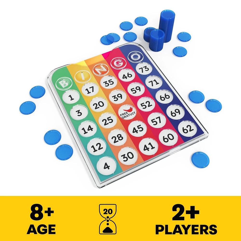 Pack & Go Bingo Game from Spin Master Games Outdoor Games Kids Games Yard Games Portable Rainbow Bingo Chips Games for Adults and Kids Ages 8 and up