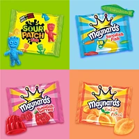 Maynards, Assorted Gummy Candy (Pack of 90), Sour Patch Kids, Fuzzy Peach, Swedish Berries, Swedish Fish, Bulk Candy, Individually Wrapped, Sour Candy