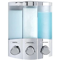 Better Living Products 76344-1 Distributeur de savon et de douche mural à 3 chambres TRIO série EURO Chrome