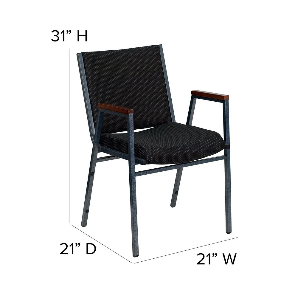 Lot de 4 pièces - Chaise empilable robuste de la série HERCULES en tissu à pois noir avec appuis-bras