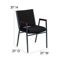 Lot de 4 pièces - Chaise empilable robuste de la série HERCULES en tissu à pois noir avec appuis-bras