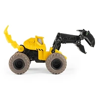 Monster Jam, Monster truck Dugg Dirt Squad Excavator officiel avec pièces mobiles, véhicule en métal moulé à l'échelle 1:64